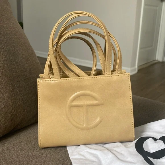 Telfar small outlet shopping bag cream